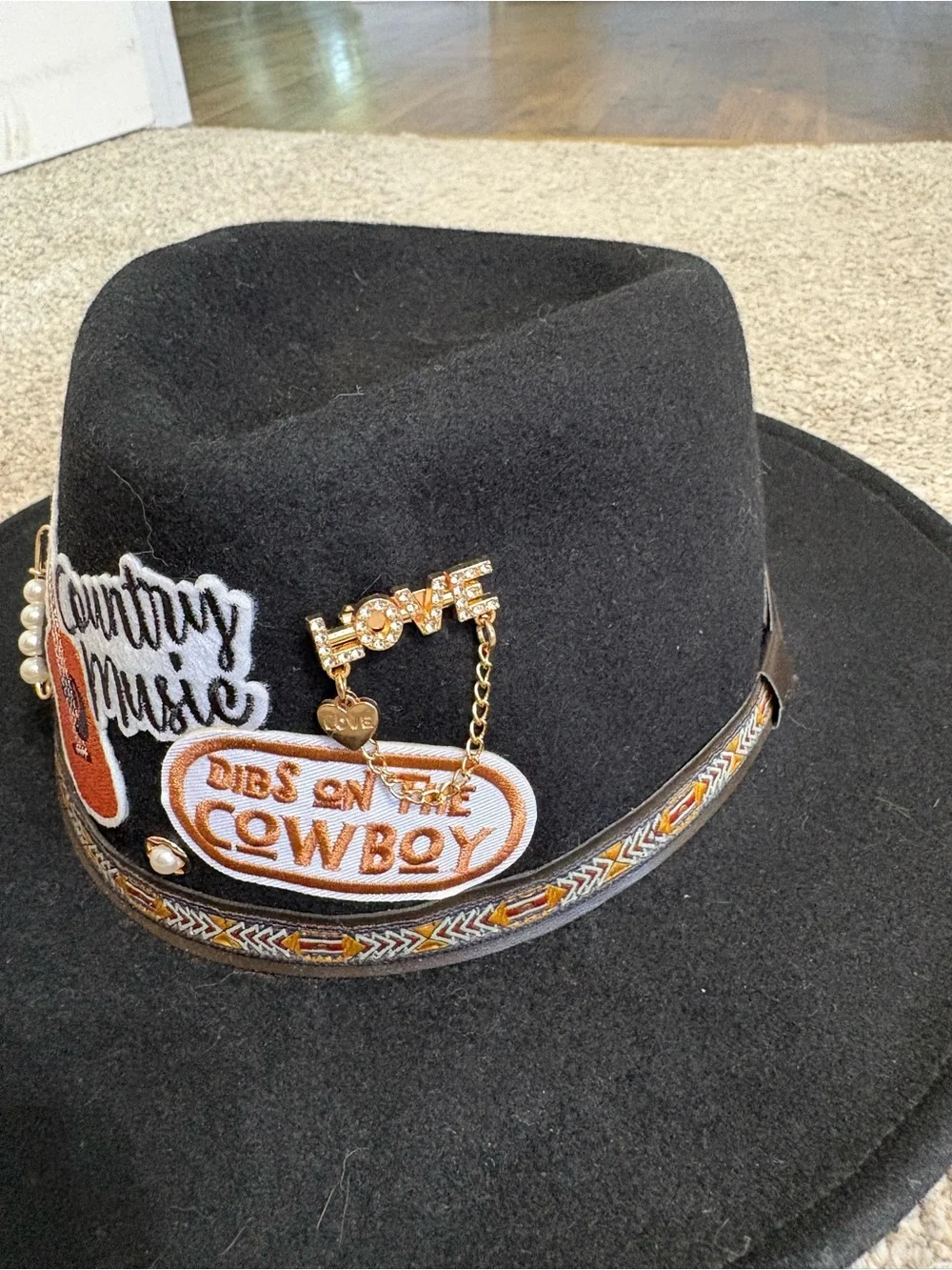 Vintage Black Velvet Fedora Upcycled - Picture 2 of 6